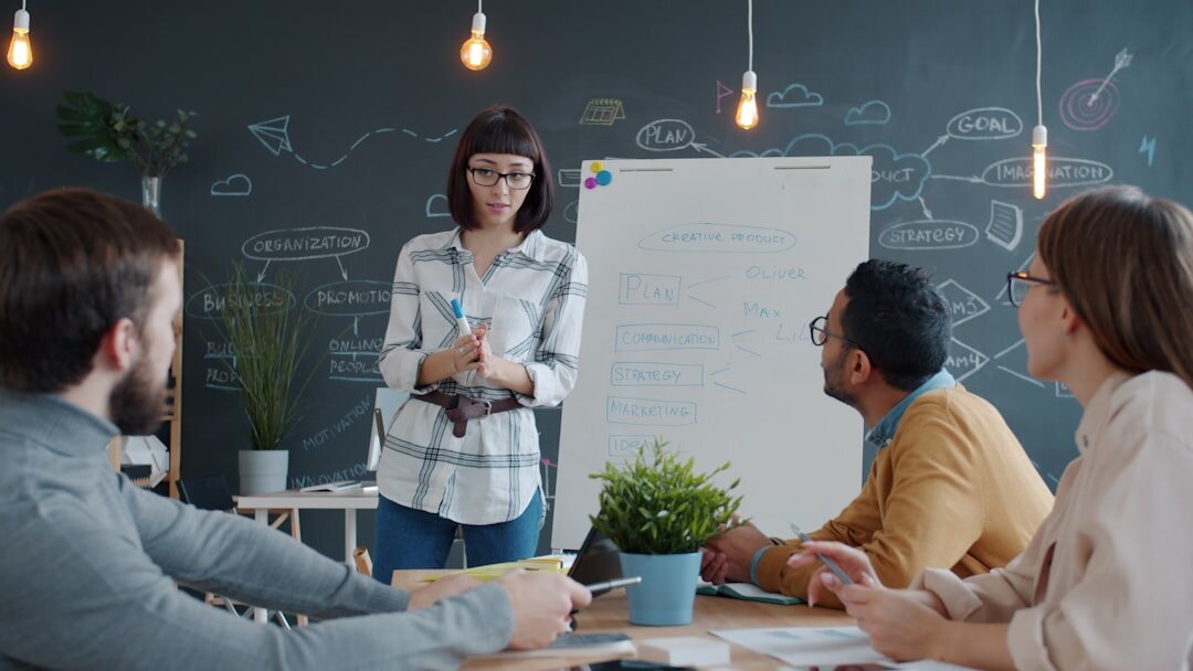 woman presenting to group